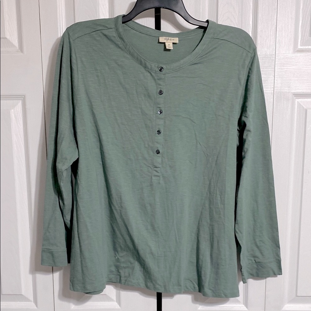 Style & Co NWT cotton knit green tee shirt top size 3X